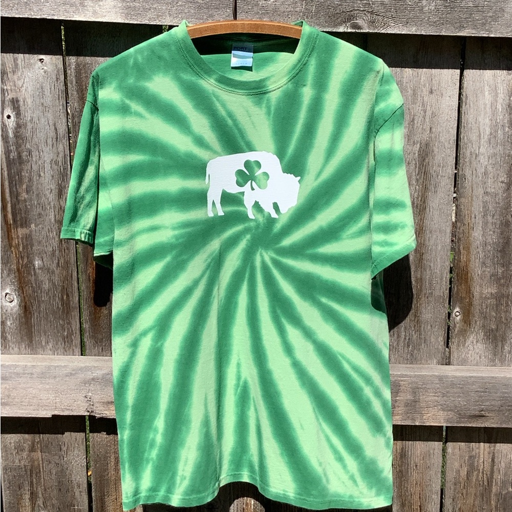 BFLO Store Buffalo Bills Green Irish Pride Tie-Dye Unisex T Shirt- Size Large